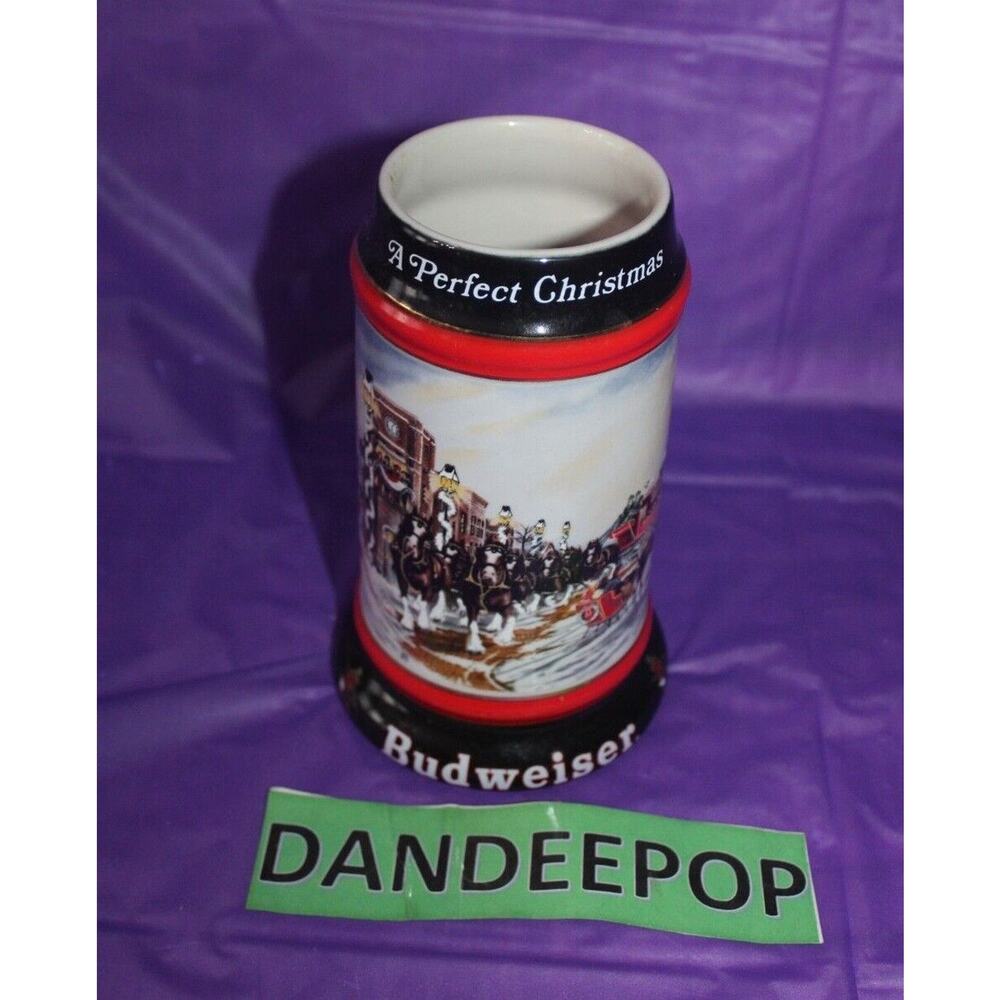 Anheuser Busch Budweiser A Perfect Christmas 1992 Beer Stein Drinkware Ceramarte